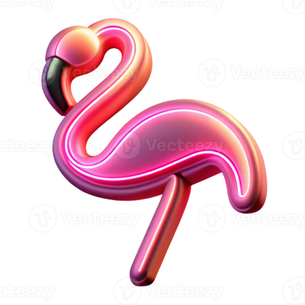 beautiful minimalist Neon Flamingo 3D Render high resolution png