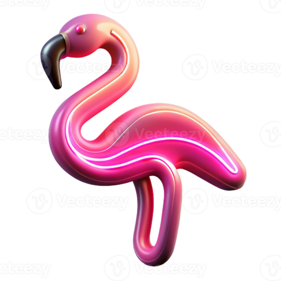 dramatic minimalist Pink Neon Flamingo 3D Render genuine png