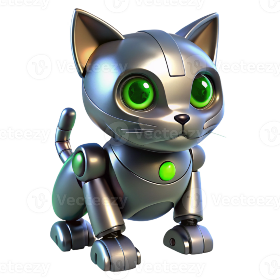 extraordinary modern 3D Render of a Robotic Kitten 4K png