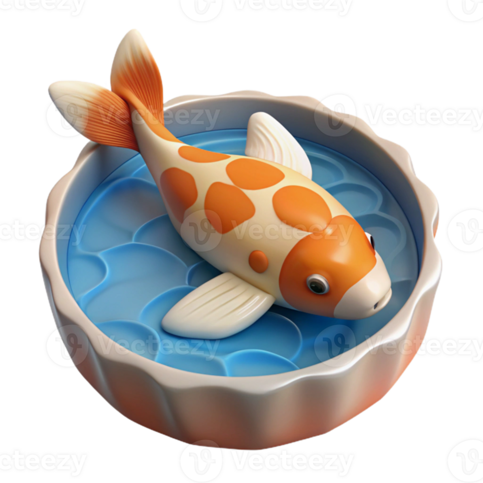 wonderful artistic 3D Koi Fish in a Bowl Illustration professional png