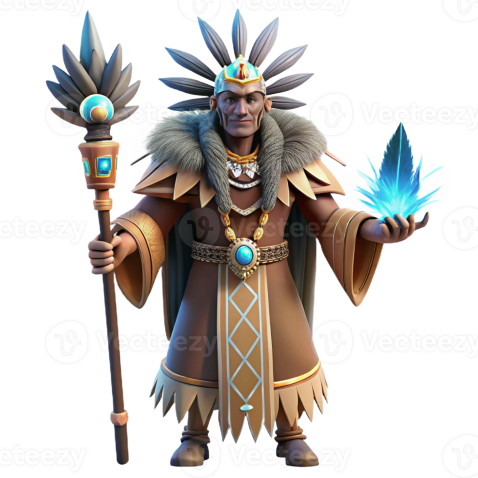 magnificent abstract Wise Shaman 3D Render authentic png
