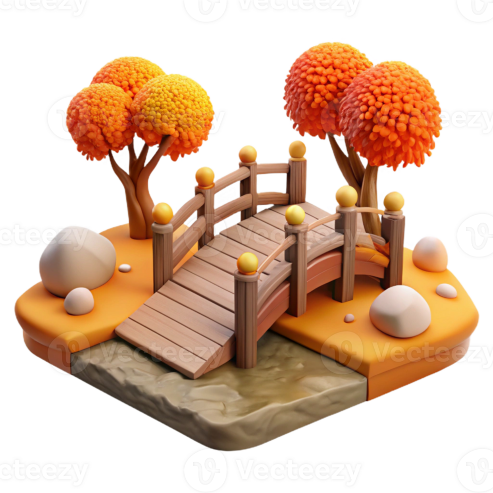 extraordinary minimalist Autumnal 3D Bridge Illustration genuine png