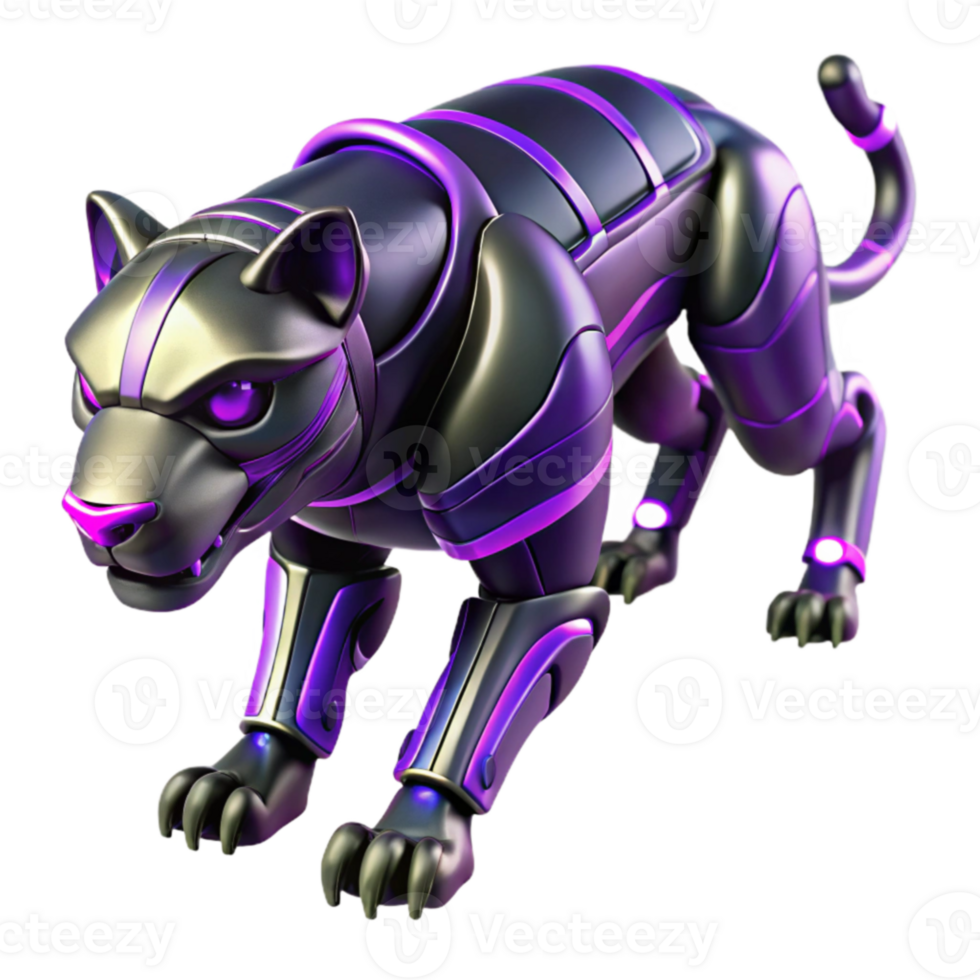 vibrant artistic Cybernetic Panther 3D Render high resolution png