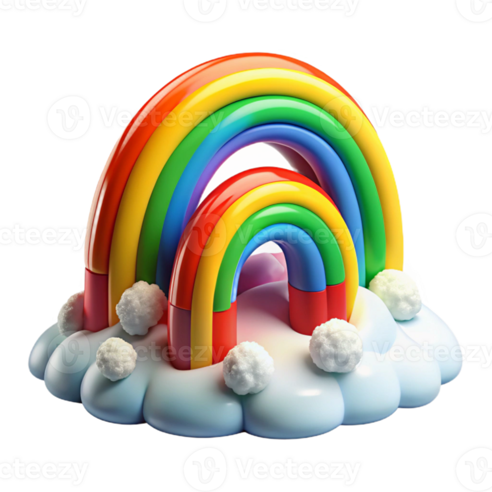 serene modern Rainbow Clouds 3D Render high quality png