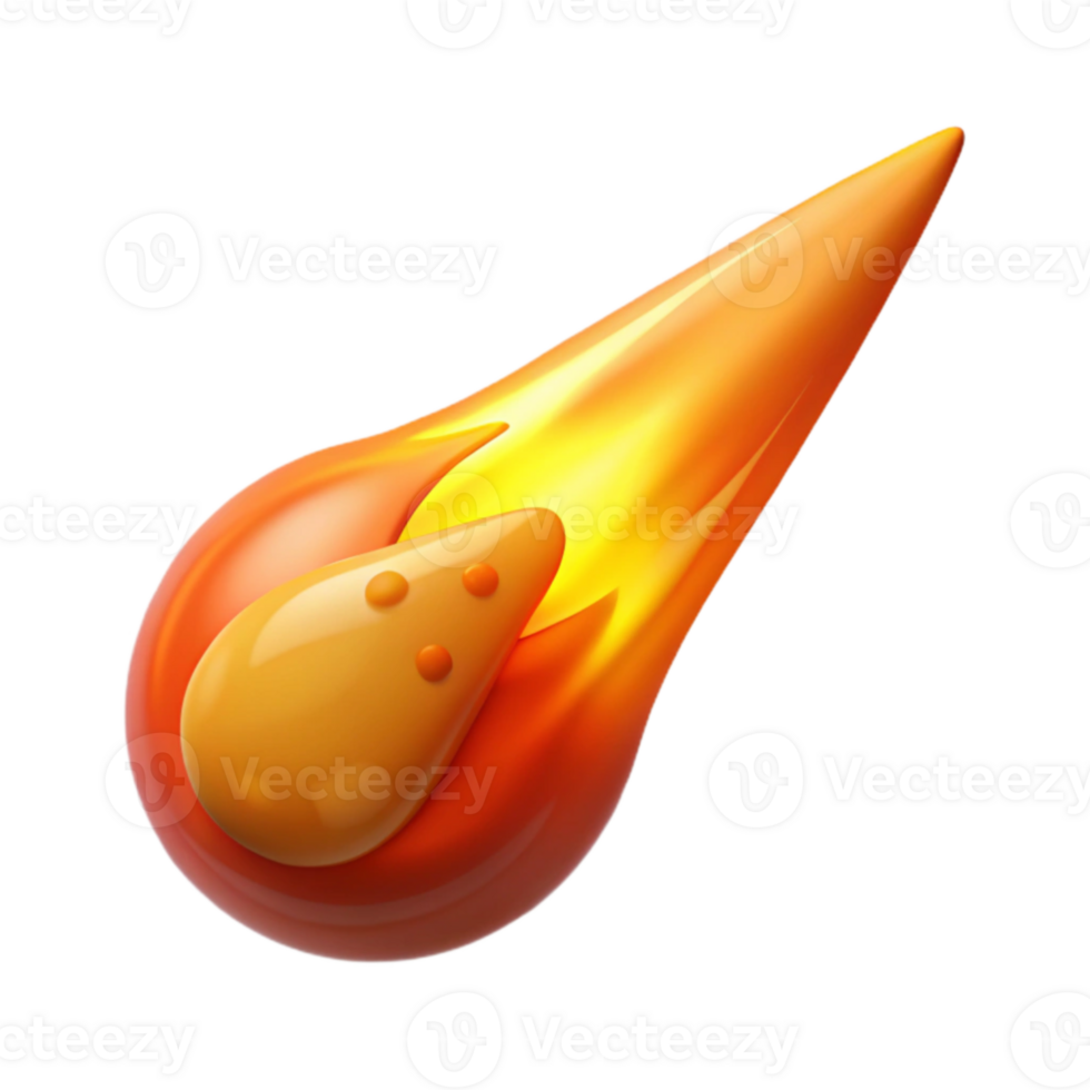 elegant contemporary 3D Burning Meteor Icon high resolution png