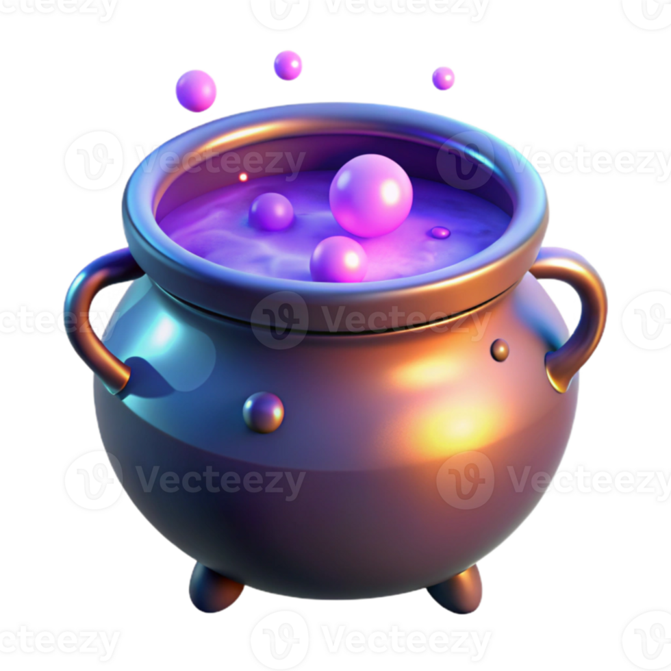 elegant rustic Glowing Cauldron 3D Render 4K png