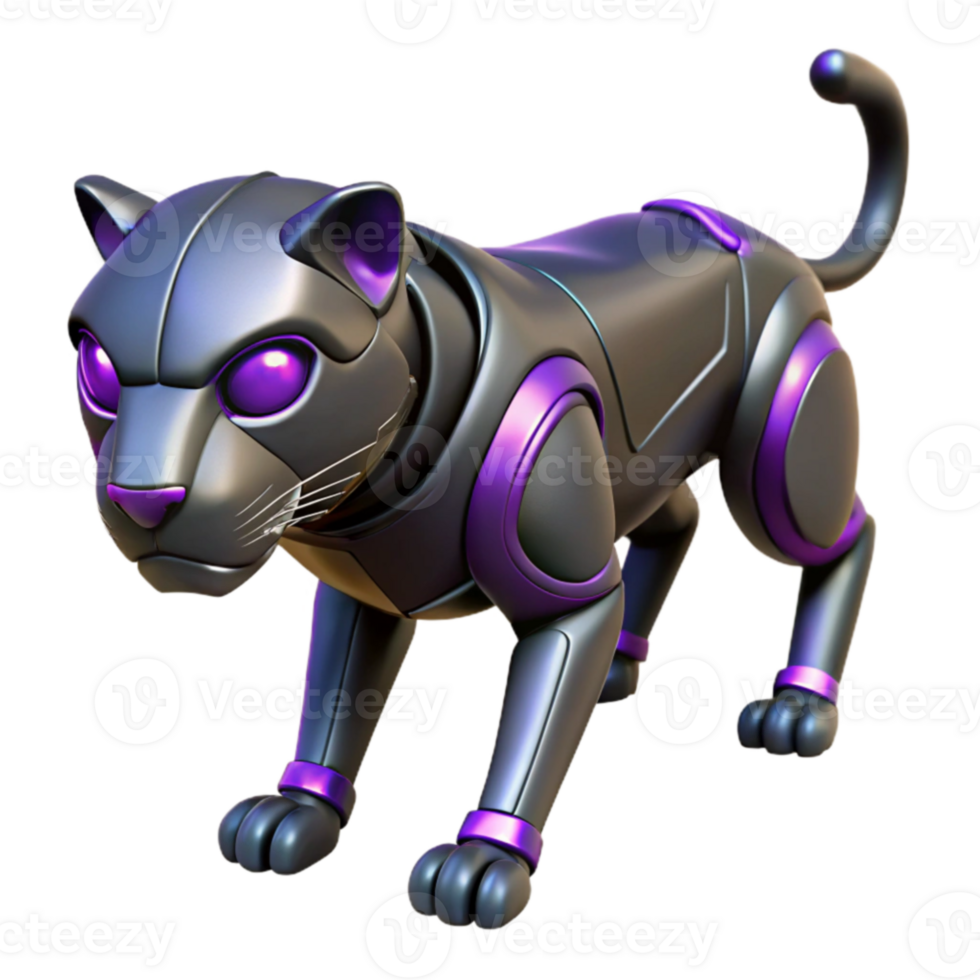 elegant minimalist Cybernetic Panther 3D Render authentic png