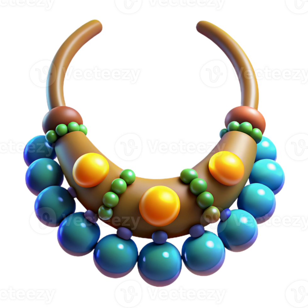 serene traditional Colorful 3D Rendered Beaded Necklace Illustration professional png