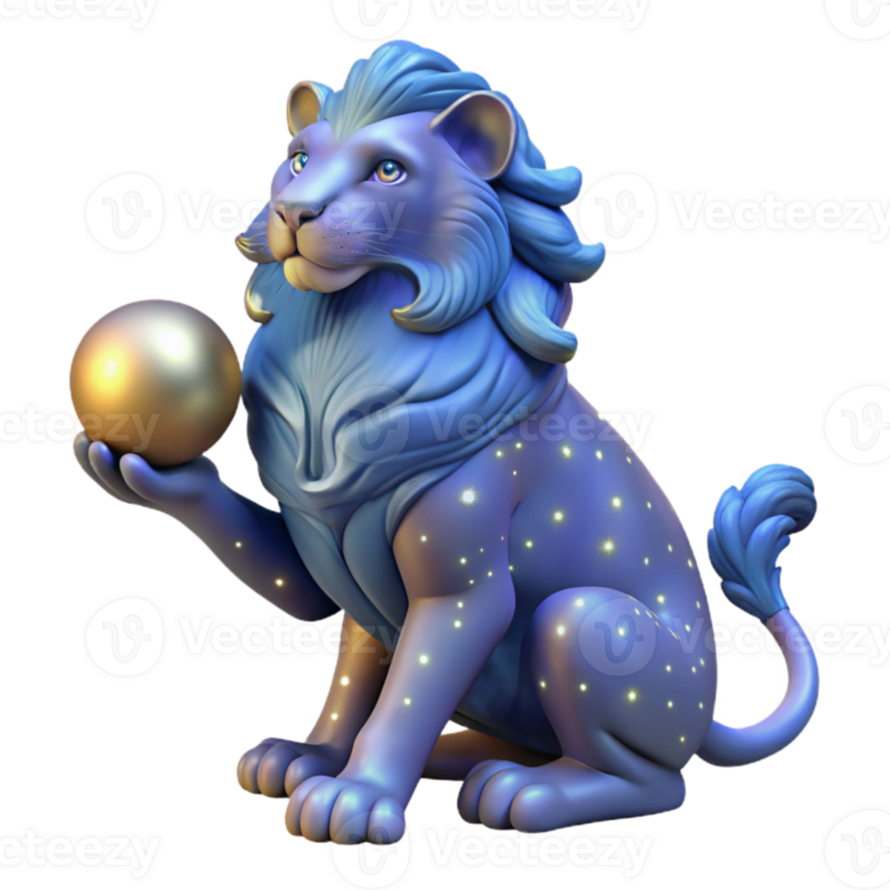 impressive contemporary Celestial Lion 3D Render high quality png