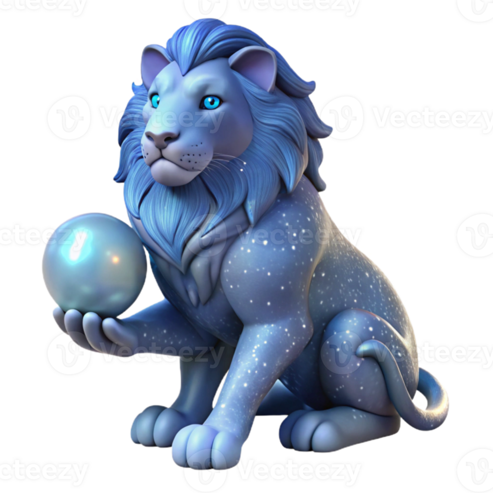 extraordinary abstract Celestial Lion 3D Render professional png