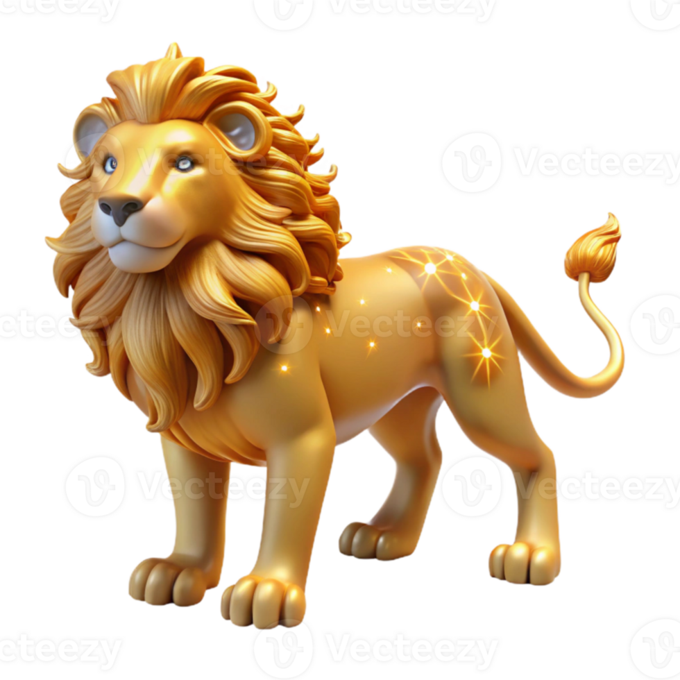 vibrant traditional Golden Lion 3D Render professional png