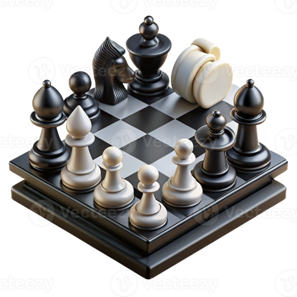 dramatic rustic 3D Chess Game Render, Strategic Gameplay authentic png
