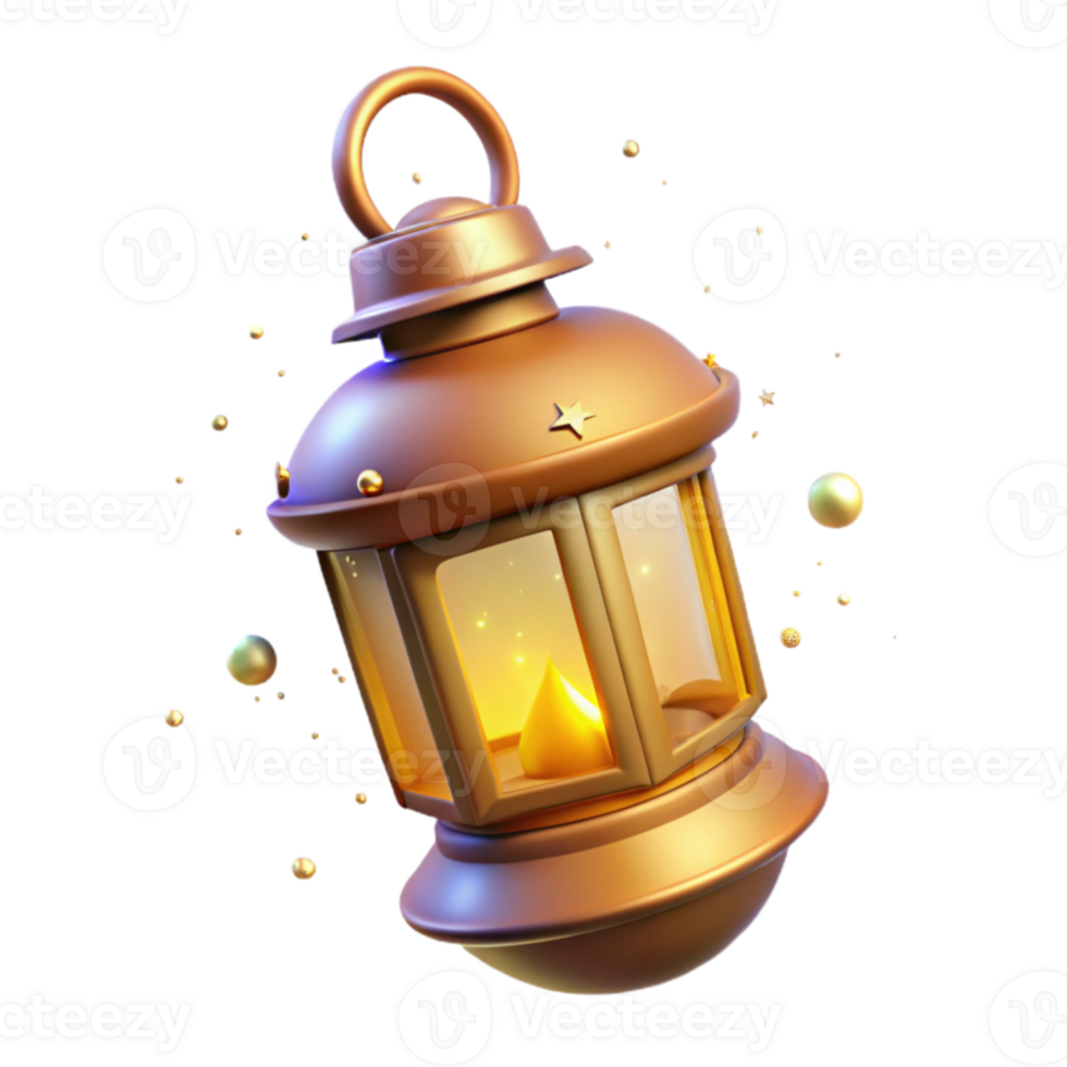 vibrant artistic Golden 3D Lantern Illustration high resolution png