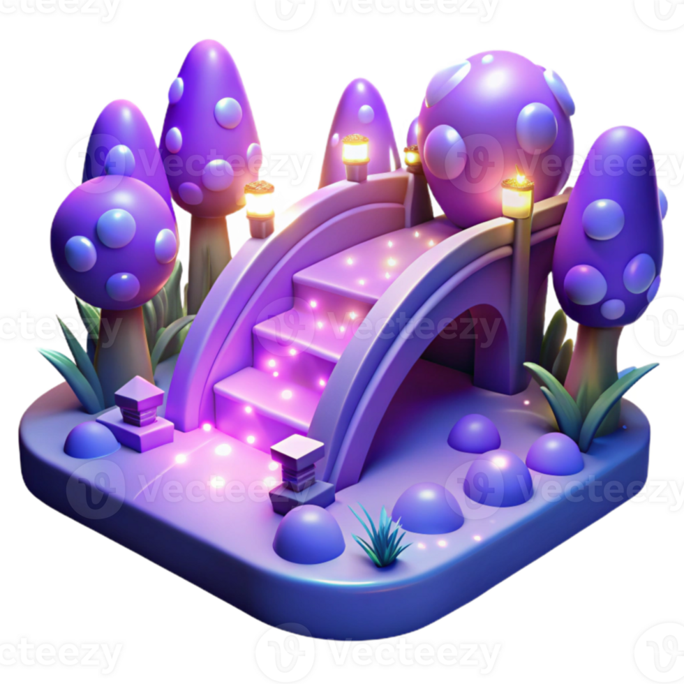magnificent abstract Enchanted Mushroom Bridge 3D Render premium png