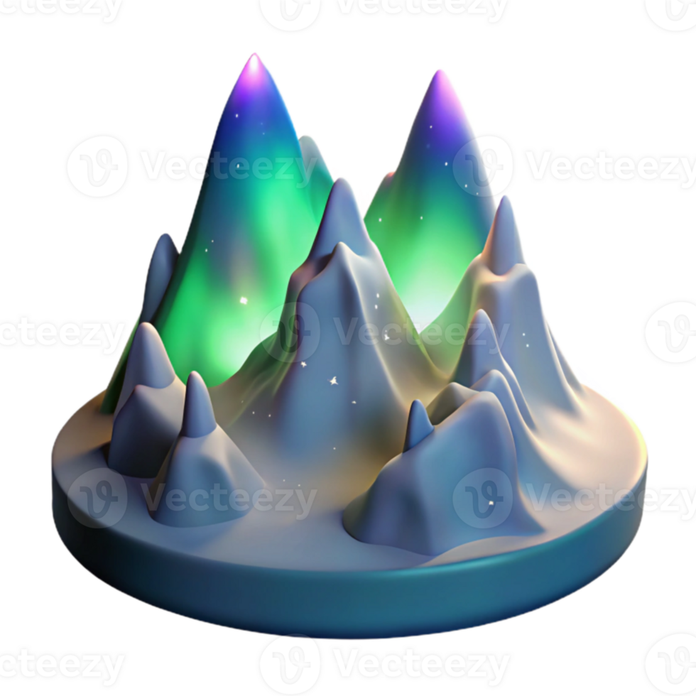 extraordinary traditional 3D Glowing Mountain Range Illustration high resolution png