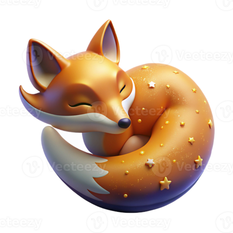 stunning abstract Sleeping Fox 3D Render 4K png