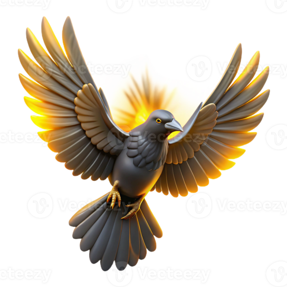 magnificent contemporary 3D Render Dove Bird, Glowing Wings Illustration exclusive png