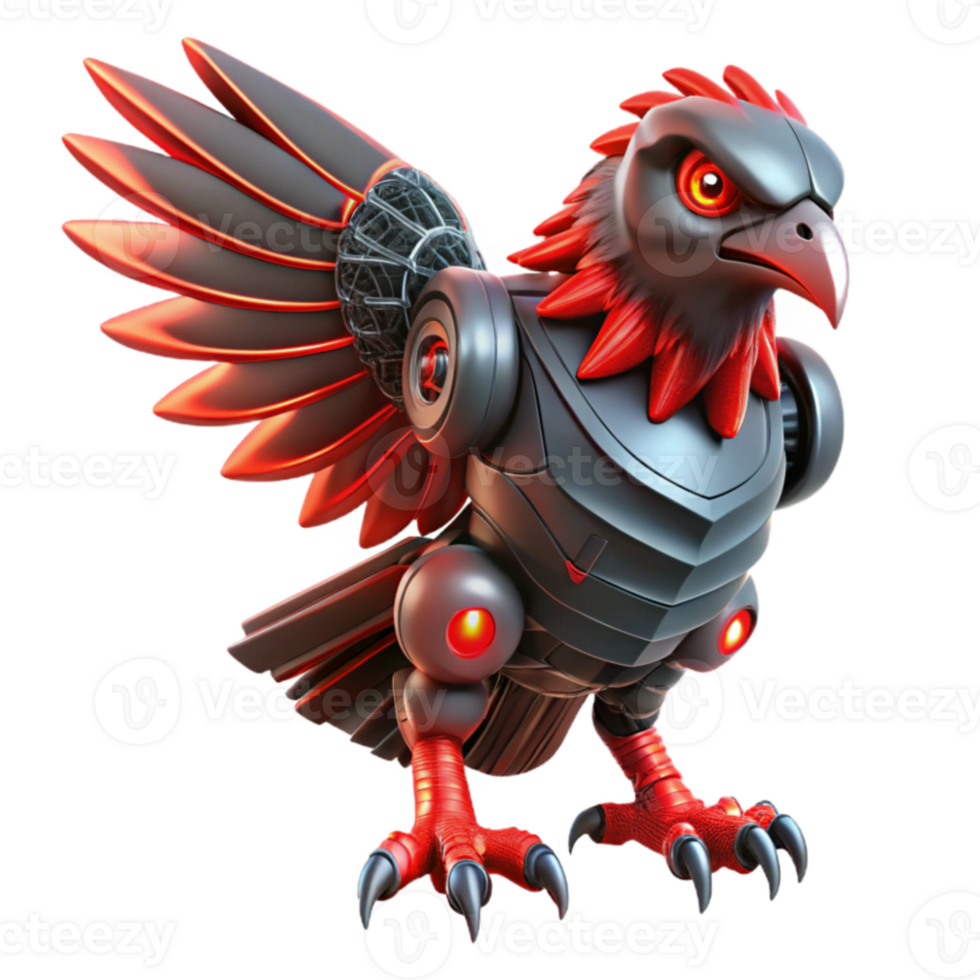 elegant contemporary Robotic Bird 3D Render authentic png