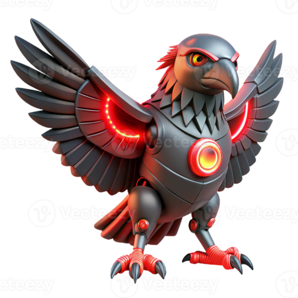 elegant minimalist Robotic Eagle 3D Render premium png