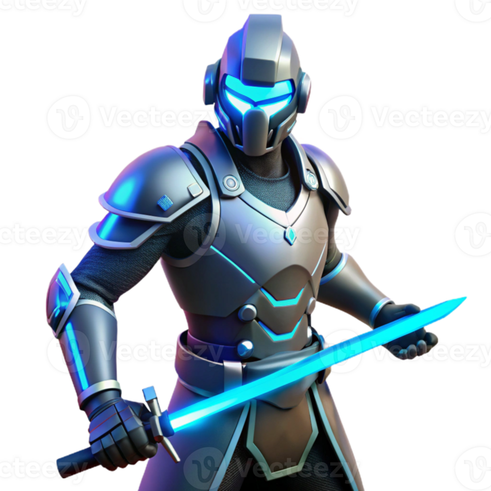 impressive artistic Futuristic Knight 3D Render high resolution png