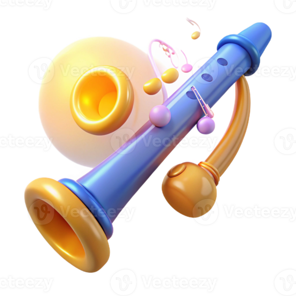 wonderful abstract 3D Render of Cartoon Clarinet high resolution png