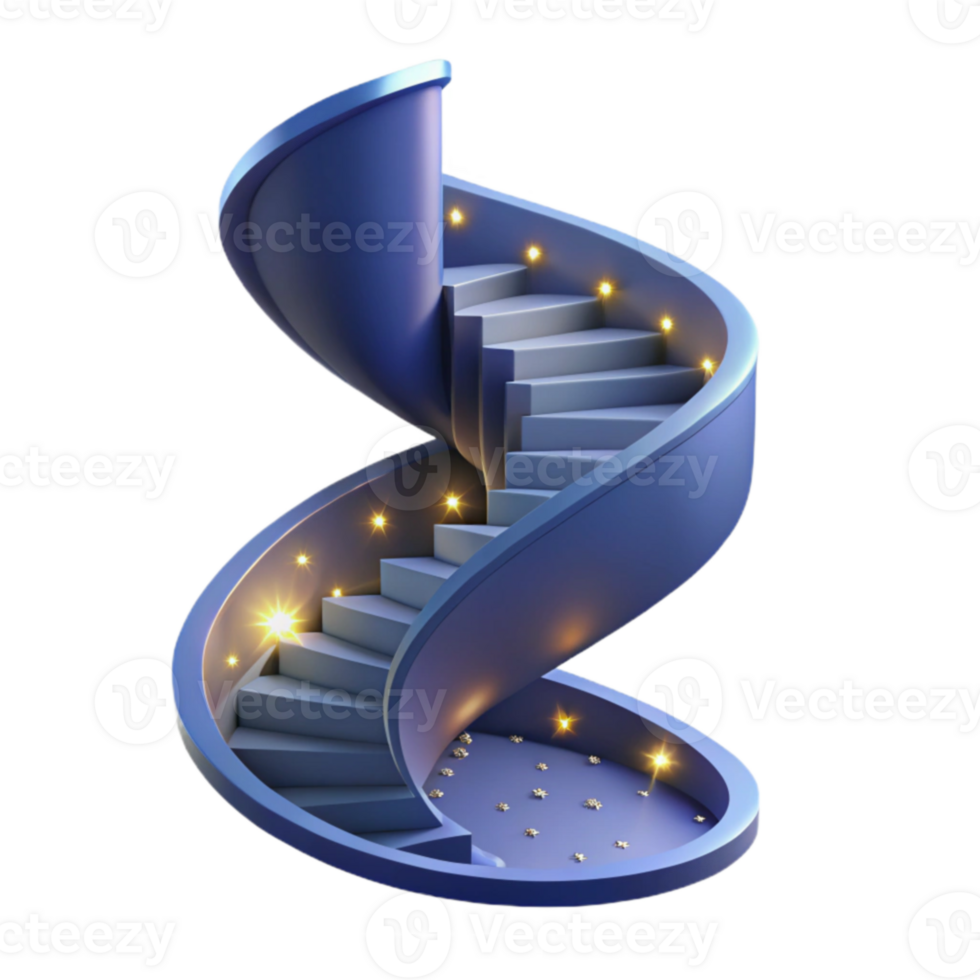 stunning vintage 3D Render Illuminated Spiral Staircase high resolution png