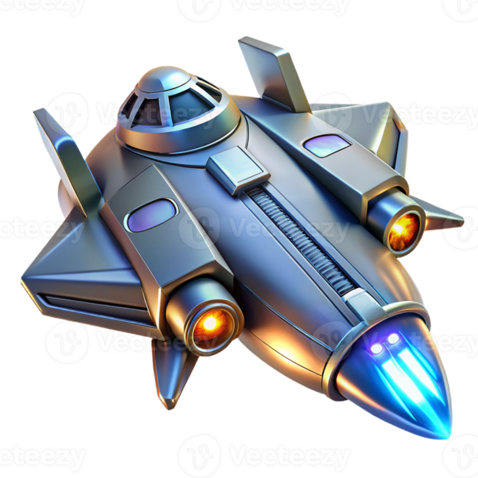 elegant minimalist Futuristic Spaceship 3D Render high resolution png