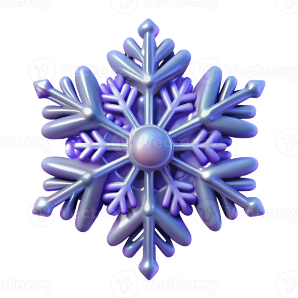 stunning rustic 3D Render Shiny Purple Snowflake high quality png