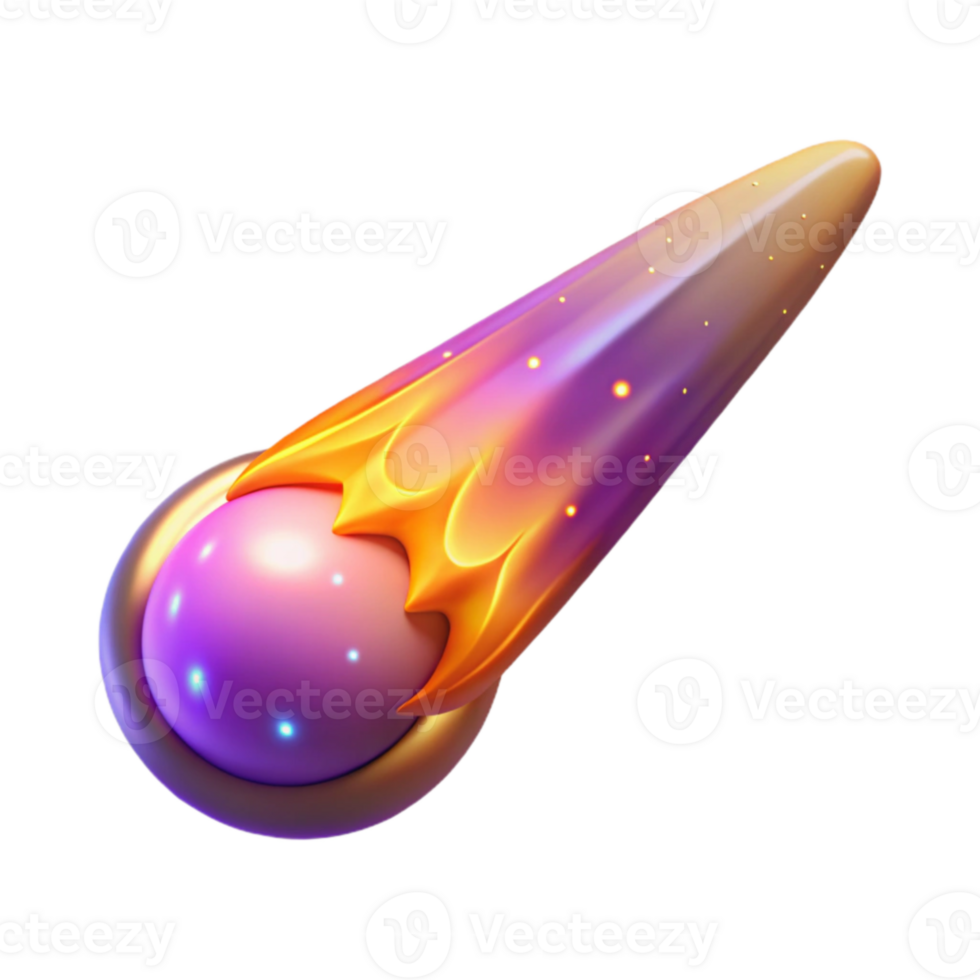 serene artistic Cosmic 3D Render of a Shooting Star high quality png