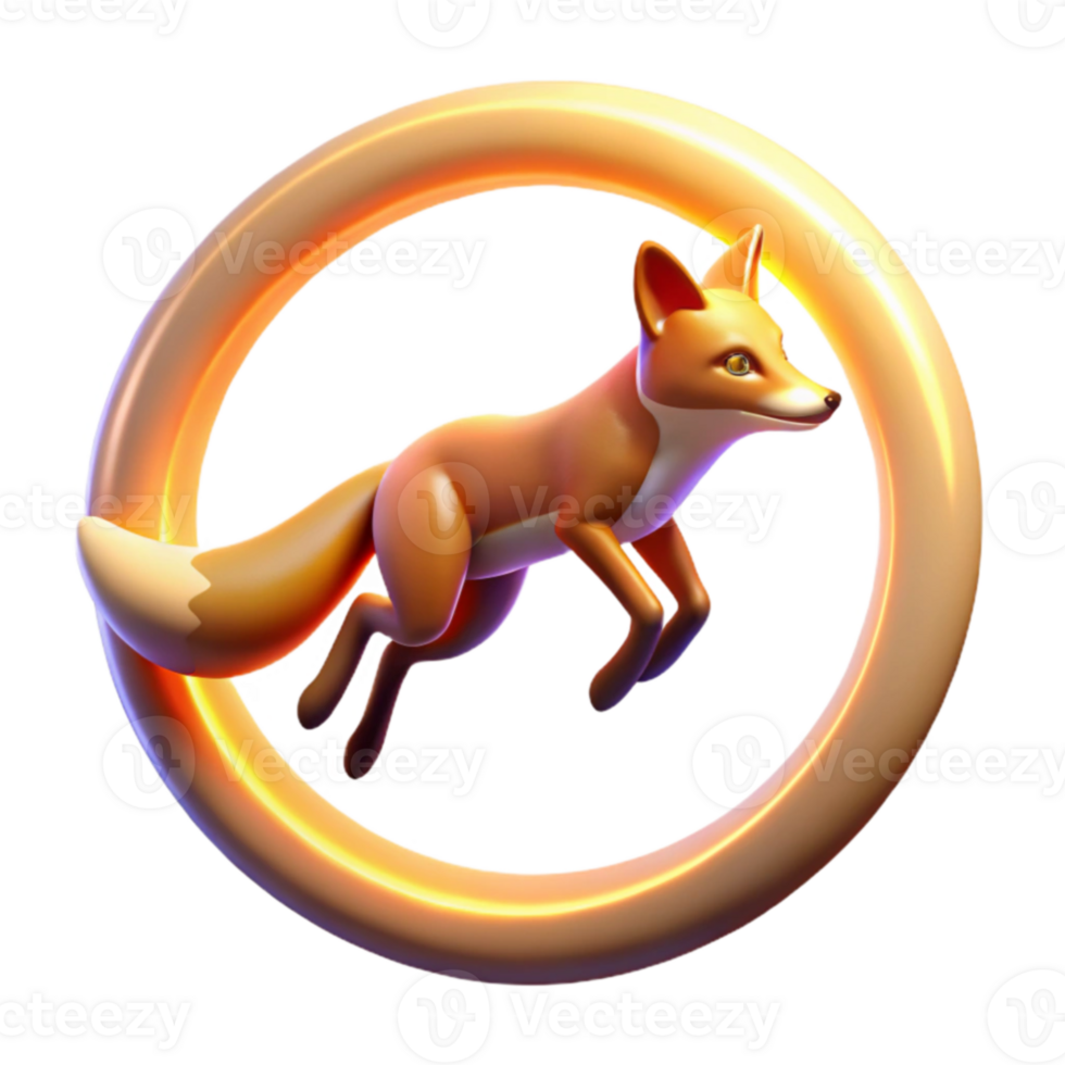 dramatic vintage Leaping Fox 3D Render Illustration professional png