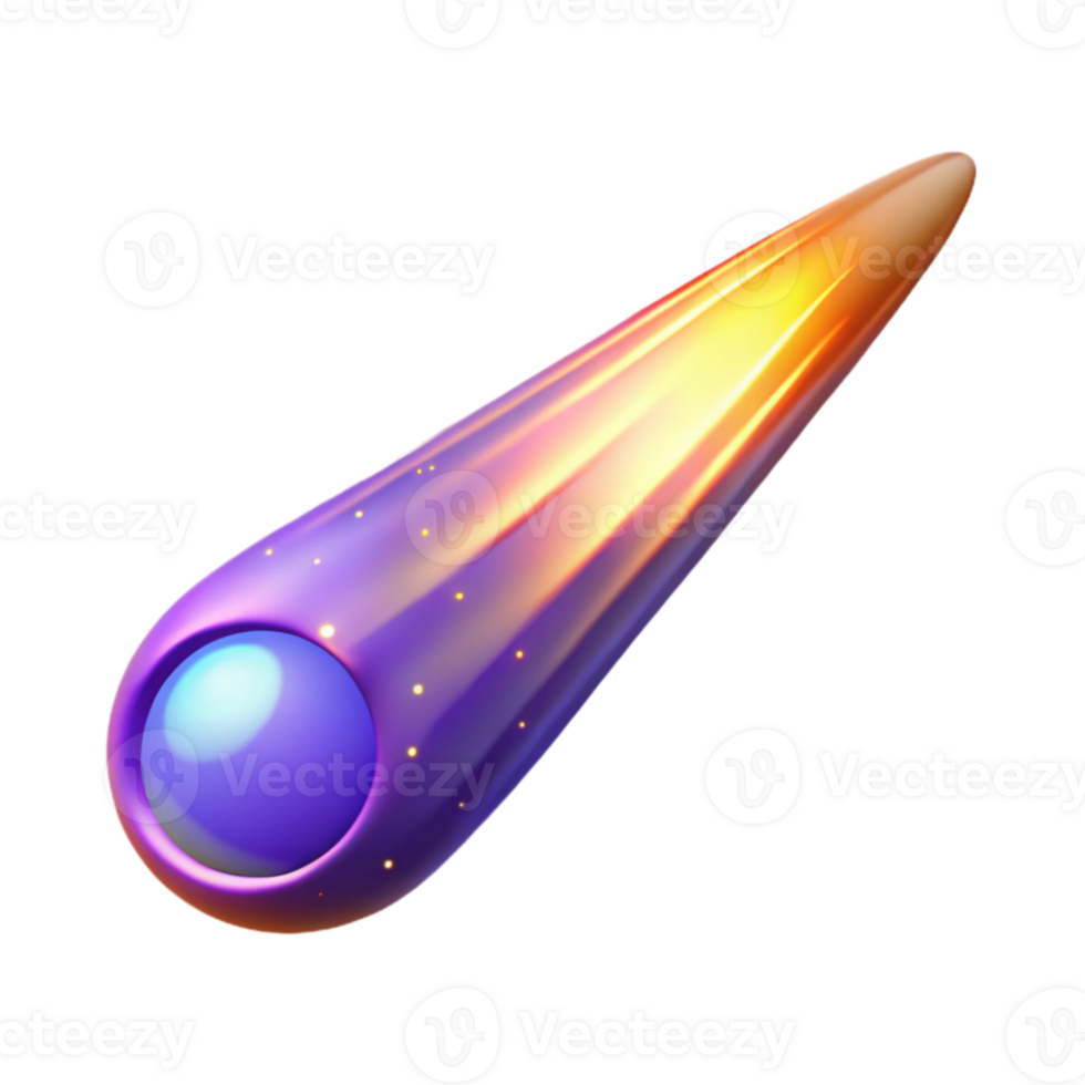 stunning minimalist 3D Purple Comet Illustration premium png