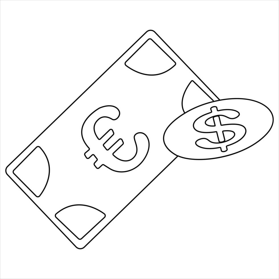 Euro and Dollar Exchange continuous single line art drawing outline design vector