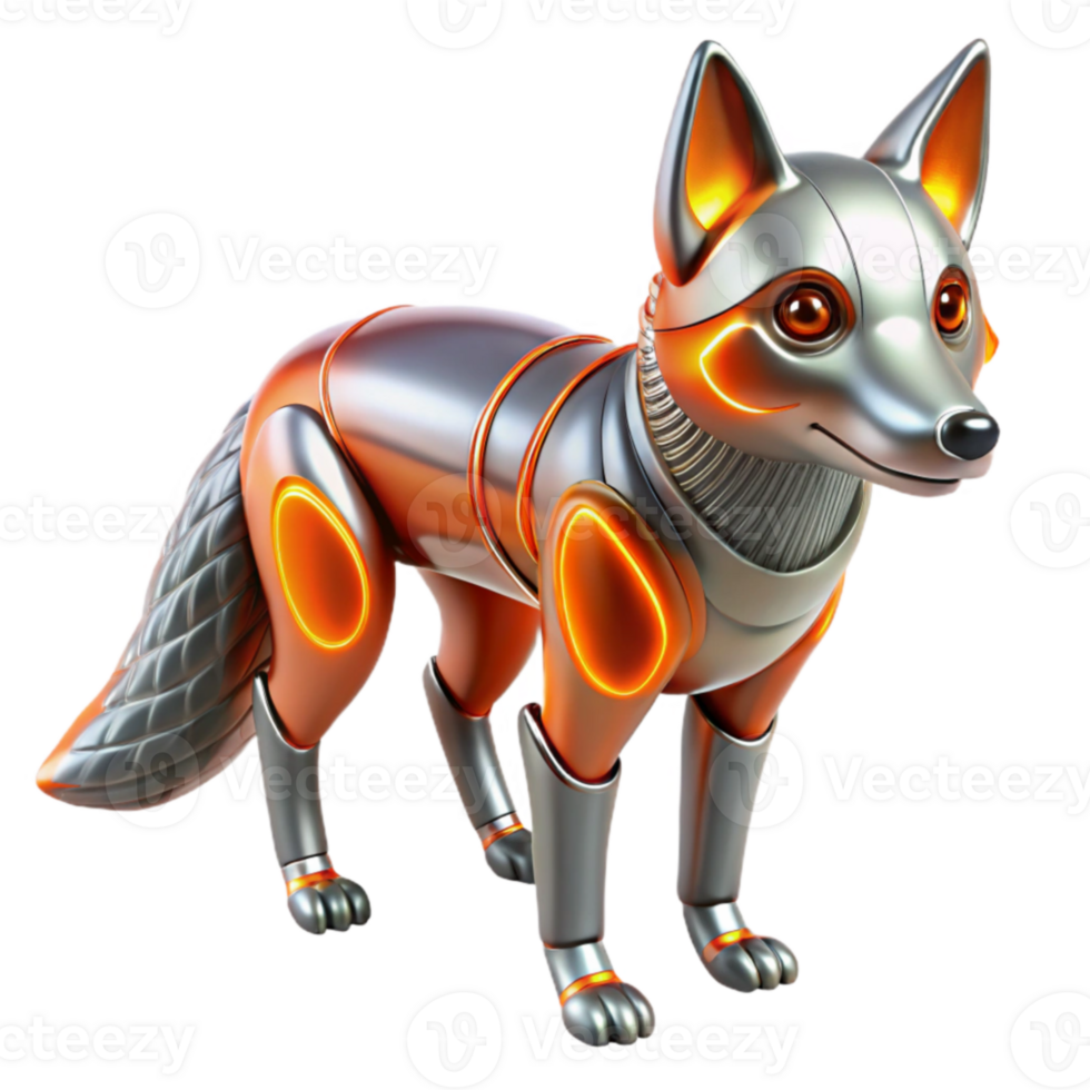 magnificent classic Robotic Fox 3D Render high quality png