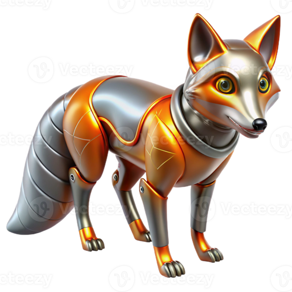 impressive artistic Robotic Fox 3D Render high resolution png