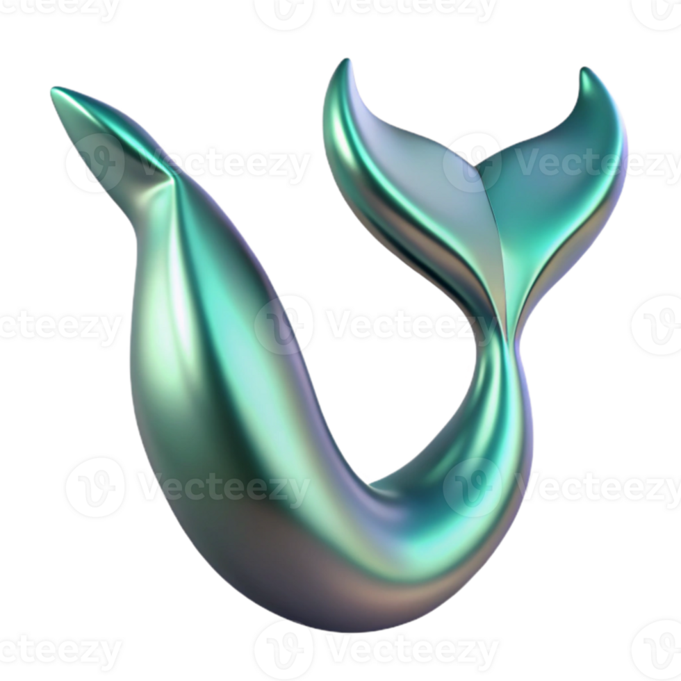 beautiful artistic Iridescent Mermaid Tail 3D Render exclusive png