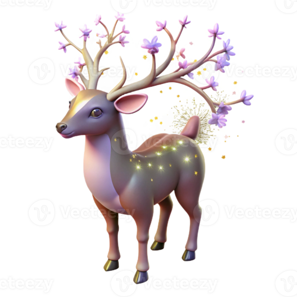 serene abstract Enchanted Deer 3D Render high quality png