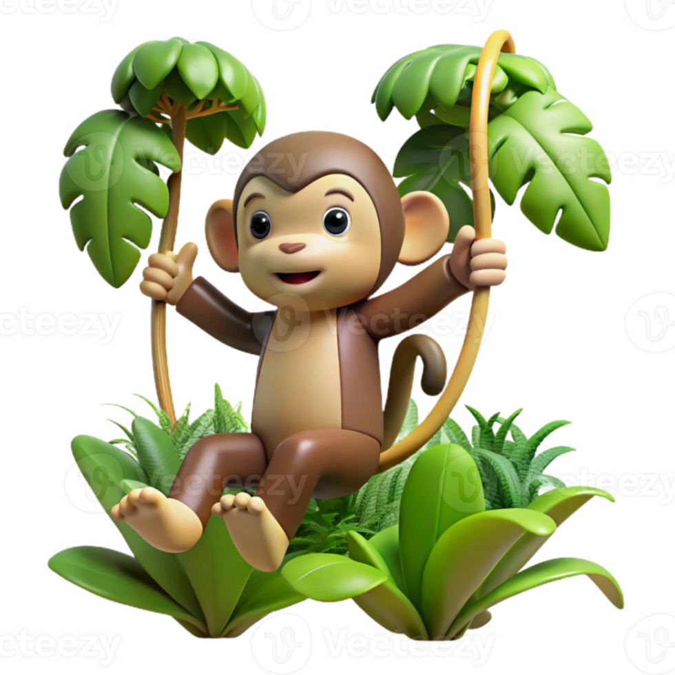 beautiful abstract Playful Monkey 3D Render authentic png