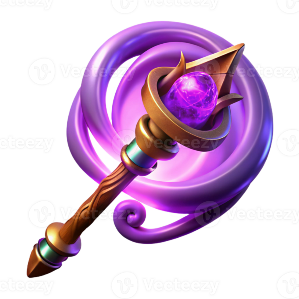 magnificent abstract Magical Staff 3D Render detailed png