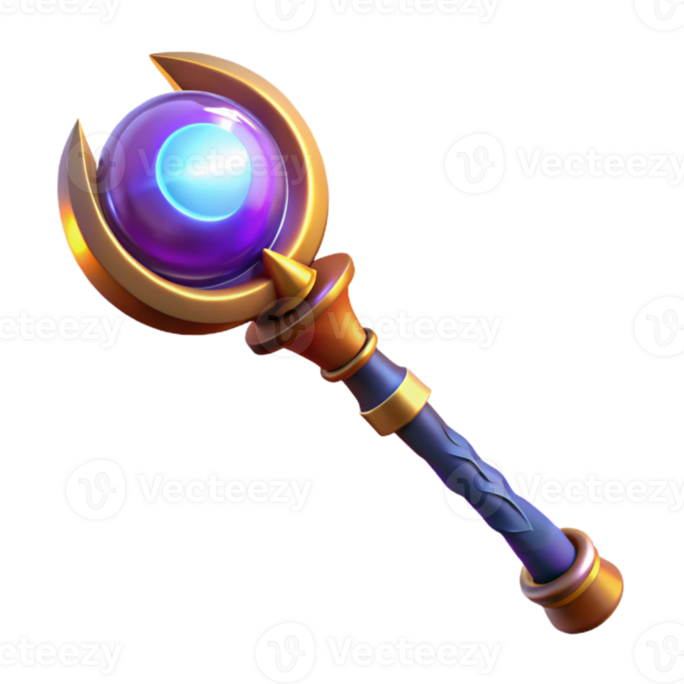 impressive artistic 3D Render Magical Staff, Fantasy Game Asset premium png
