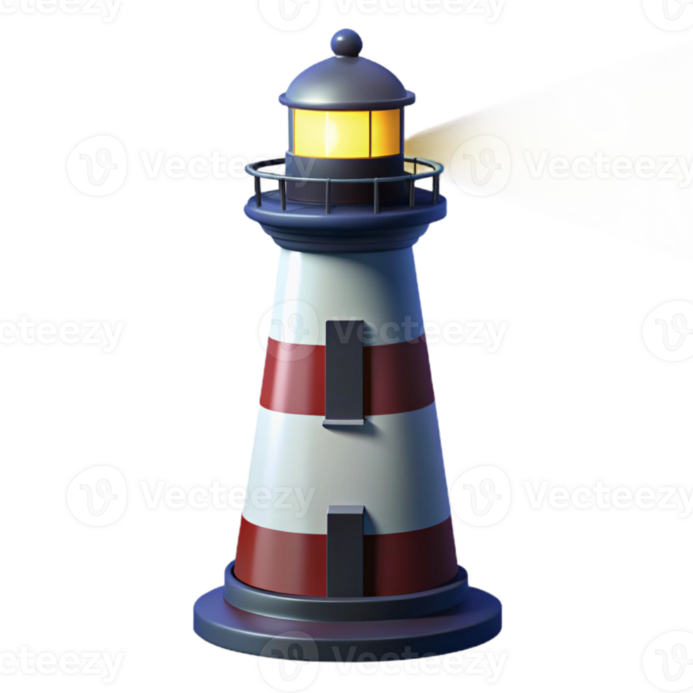 dramatic traditional Lighthouse 3D Model Beacon Illustration 4K png