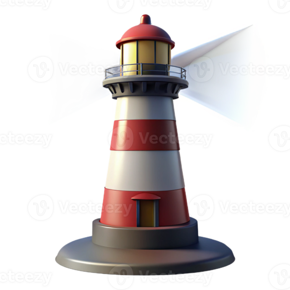 elegant minimalist Lighthouse 3D Model Red and White Stripes high resolution png