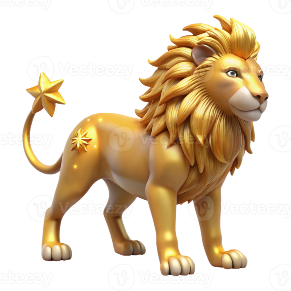 stunning rustic Golden Lion 3D Render professional png