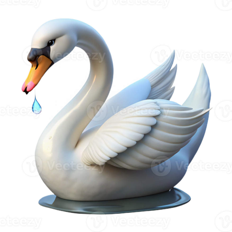 vibrant creative Elegant Swan 3D Render authentic png