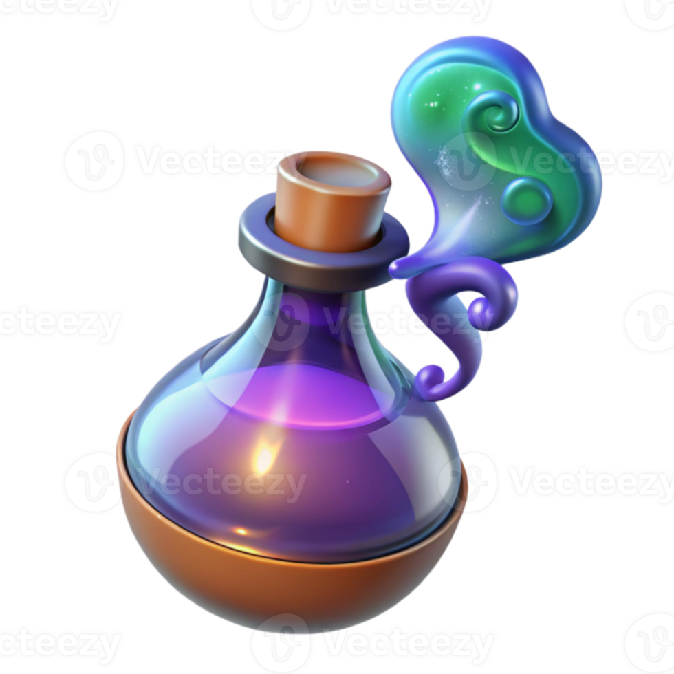 extraordinary modern Magical Potion Bottle 3D Render high resolution png