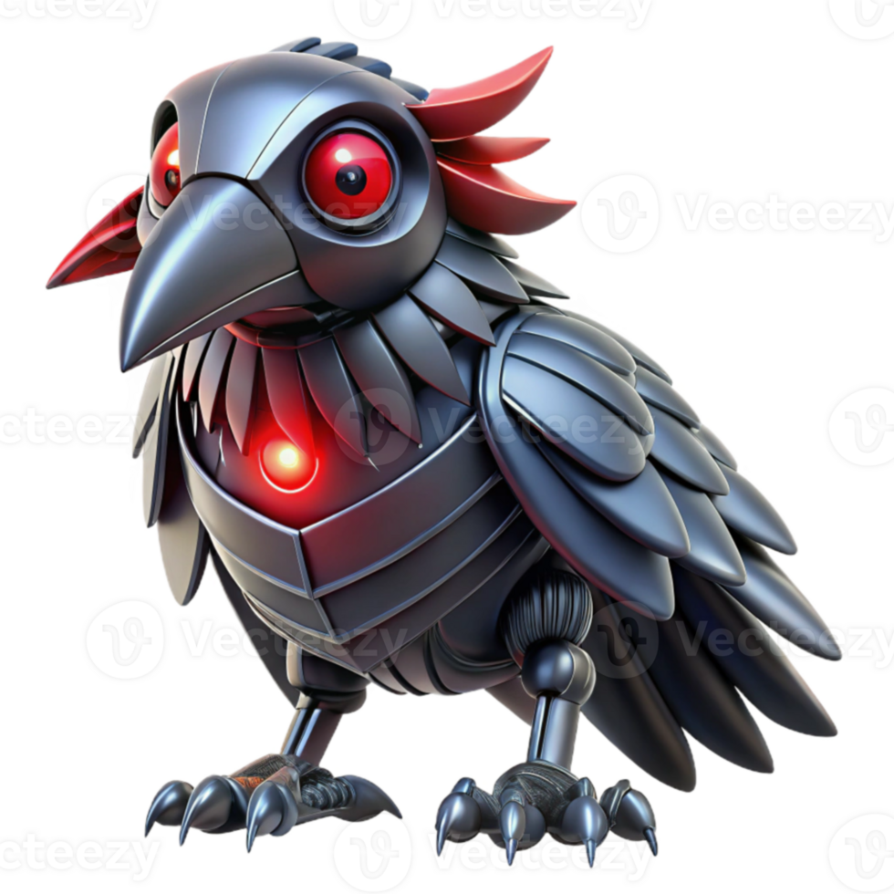 magnificent abstract Robotic Raven 3D Render high resolution png