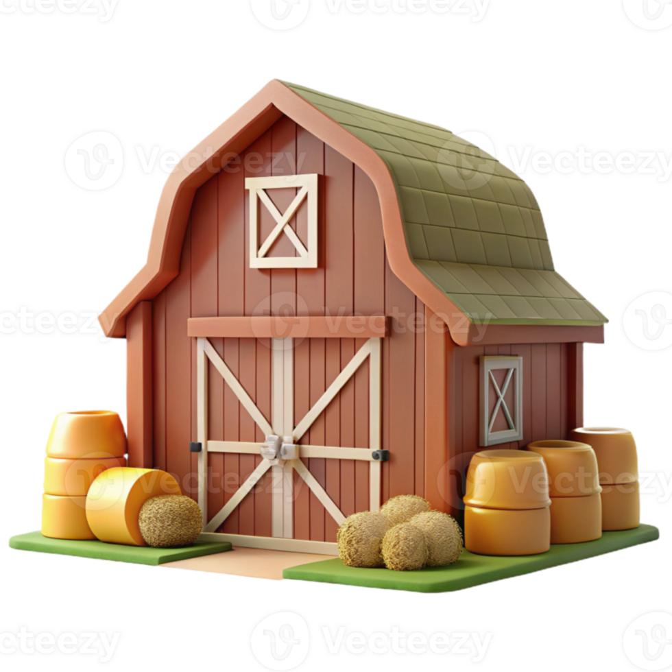 magnificent rustic Farm Barn 3D Render Illustration genuine png