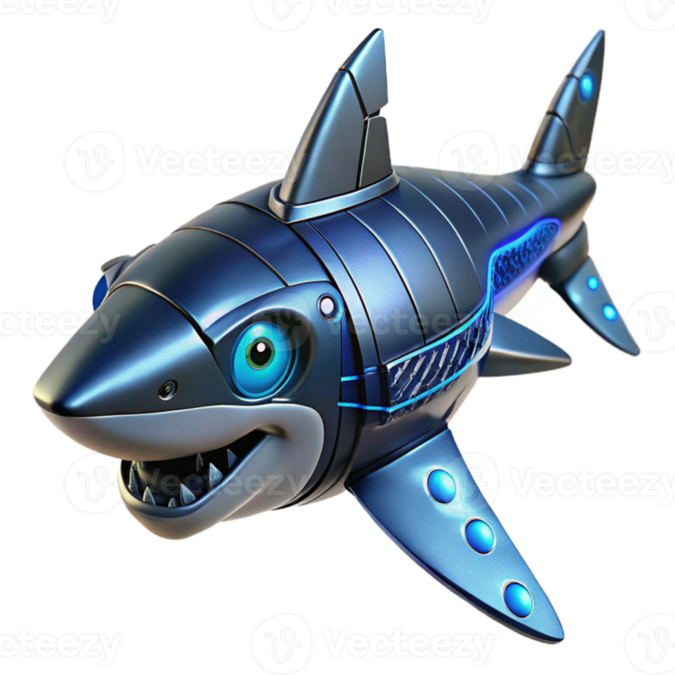 magnificent classic 3D Render of a Robotic Shark Illustration professional png