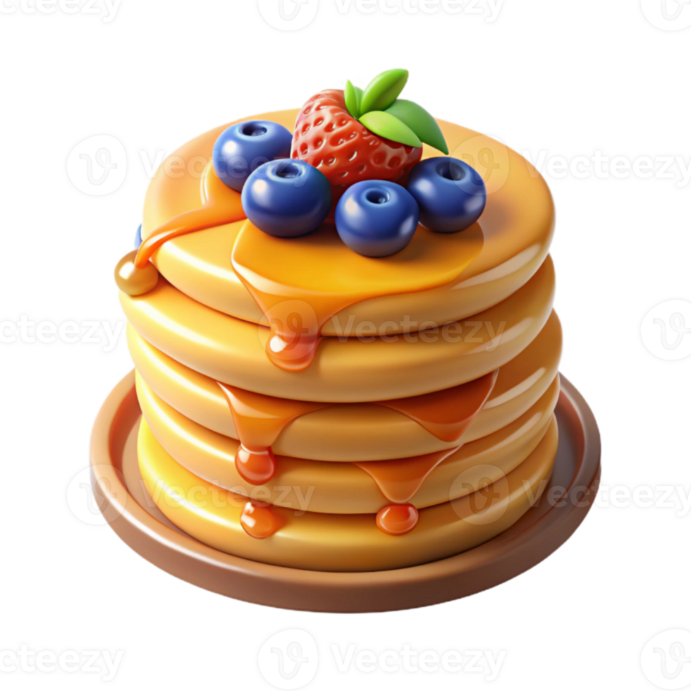 stunning minimalist 3D Render of Delicious Pancakes with Berries premium png