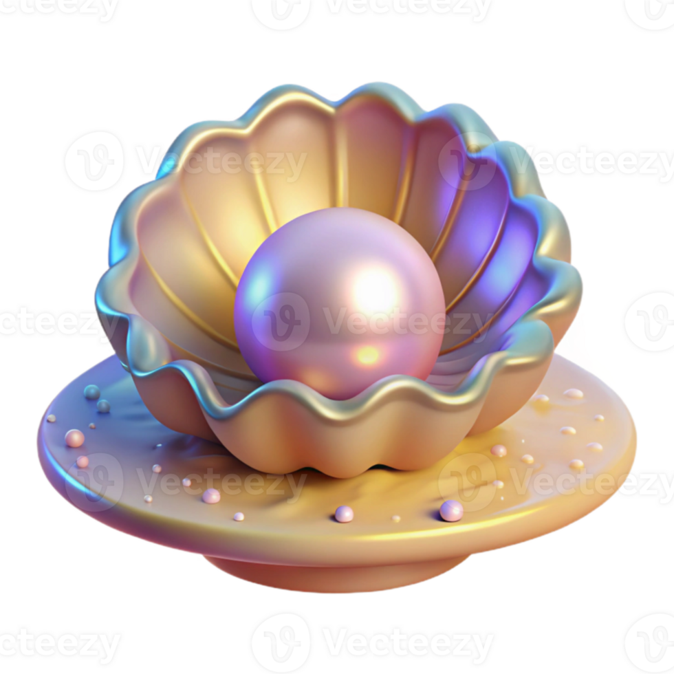 wonderful creative Pearl in Shell 3D Render high quality png