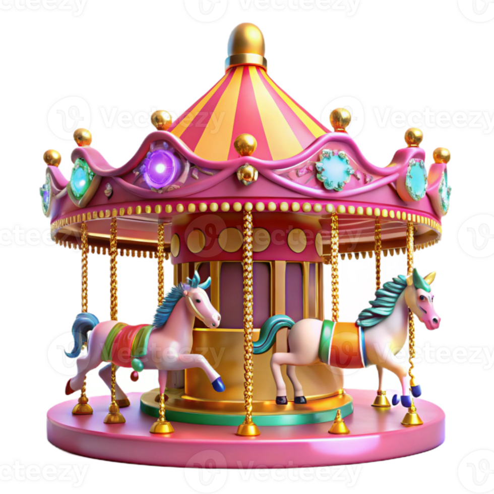 serene minimalist Pink Carousel 3D Render authentic png